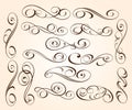 Calligraphic elegant elements design.Vector illustration. Royalty Free Stock Photo