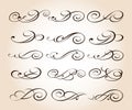 Calligraphic elegant elements design.Vector illustration. Royalty Free Stock Photo