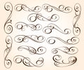 Calligraphic elegant elements design.Vector illustration. Royalty Free Stock Photo