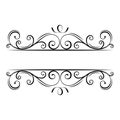 Calligraphic flourish frame. Decorative ornate border. Swirls, Curls, Scroll filigree design elements. Vector. Royalty Free Stock Photo