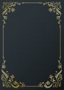 Calligraphic golden frame and page decoration on black background. Vector illustratio