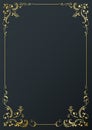 Calligraphic golden frame and page decoration on black background. Vector illustratio