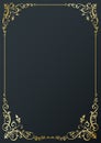 Calligraphic golden frame and page decoration on black background. Vector illustratio