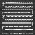 Calligraphic frames and borders with corner elements on a chalkboard background - vector set Royalty Free Stock Photo