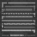 Calligraphic frames and borders with corner elements on a chalkboard background - vector set