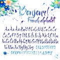 Calligraphic french alphabet with decorations
