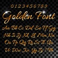 Calligraphic golden letters. Vintage elegant gold font. Luxury vector script. Golden alphabet calligraphic, calligraphy