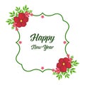 Calligraphic happy new year with design red wreath frame. Vector