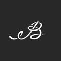 Calligraphic letter B logo monogram, intersection thin line style initial for wedding invitation, mockup business card emblem