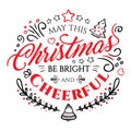 Calligraphic lettering for Merry Christmas and Happy New Year on white background Royalty Free Stock Photo