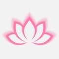 Calligraphic lotus blossom in pink-violet colors. Yoga symbol. Simple flat vector illustration