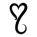 Calligraphic love heart sign. hand drawn vector heart symbol