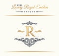 Calligraphic Luxury line logo. Flourishes elegant emblem monogram. Royal vintage divider design