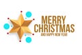 Calligraphic `Merry Christmas` Lettering Decorated with Golden Stars and Berries,