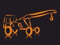 Calligraphic Mobile Crane Logo on black background.