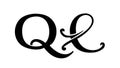 Calligraphic Q L Initials: Elegant Monogram Design, vector design Generative AI Royalty Free Stock Photo