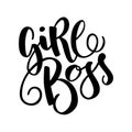 The calligraphic quote Girl boss handwritten of black ink isolated on a white background. It can be used for sticker