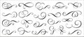 Calligraphic swirl filigree curl line flourish set