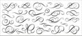 Calligraphic swirl filigree curl line flourish set