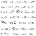 Calligraphic swirl flourish set vector elements for design Royalty Free Stock Photo