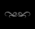 Calligraphic swirl, scroll element, filigree wave, flourish divider. Decorative line. Vector.