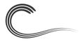 Calligraphic swirl triple wavy ribbon stripe tattoo for pages, books of diplomas