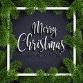 Calligraphic text. Merry Christmas inscription.