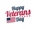 Calligraphic Text for Veterans Day, USA celebration. Vector design Happy Veterans Day with flag Royalty Free Stock Photo