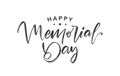 Calligraphic type lettering of Happy Memorial Day on white background