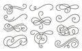 Calligraphic vintage swirl flourish black line set