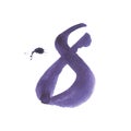 Calligraphic watercolor numbers. Brush lettering.