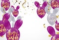 Calligraphy with Abstract Balloons Bunny Ears, Happy Easter back