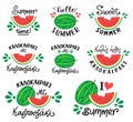 Calligraphy brush pen lettering with watermelon symbol