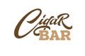 Calligraphy Cigar Bar in vintage style on white isolated background for design of signboard. Modern calligraphy, font