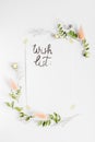 Calligraphy floral pattern top view wish list