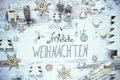 Calligraphy Froehliche Weihnachten Means Merry Christmas, Frosty Look