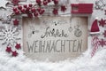 Calligraphy Froehliche Weihnachten Means Merry Christmas, Snow