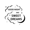 calligraphy good night and sweet dreams lettering vector isolated on white background Royalty Free Stock Photo
