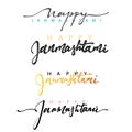 Calligraphy for greeting card inscription Happy Janmashtami.