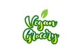 vegan grocery word font text typographic logo design with green