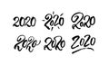 2020 calligraphy handwriting numbers. vector isolated on white background. Calendar 2020