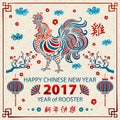 Calligraphy 2017. Happy Chinese new year of the Rooster. vector concept spring. backgroud pattern