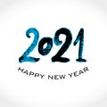 Calligraphy 2021 Happy New Year logo text design. Handwritten 2021 with wishes vector template. Brochure design template, card, po Royalty Free Stock Photo