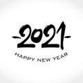 Calligraphy 2021 Happy New Year logo text design. Handwritten 2021 with wishes vector template. Royalty Free Stock Photo