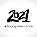 Calligraphy 2021 Happy New Year logo text design. Handwritten 2021 with wishes vector template. Brochure design template, card, po Royalty Free Stock Photo