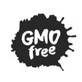 Calligraphy GMO Free Label on a Black Inkblot