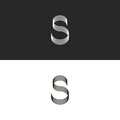 Calligraphy letter S logo monogram. Smooth lines striped shape. Minimal style brand identity design