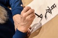 Calligraphy master drawing chinese hieroglyph