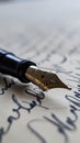 Calligraphy Pen With a Sheet of Handwritten Paper. Classic Fountain Pen Royalty Free Stock Photo