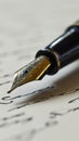 Calligraphy Pen With a Sheet of Handwritten Paper. Classic Fountain Pen Royalty Free Stock Photo